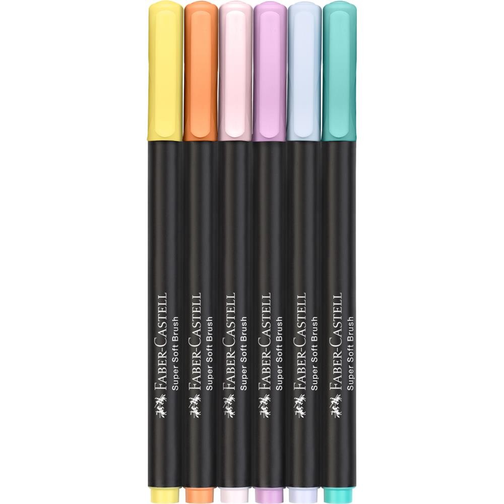 Pisaki Pędzelkowe Faber-Castell Black Edition Pastel | 6 sztuk