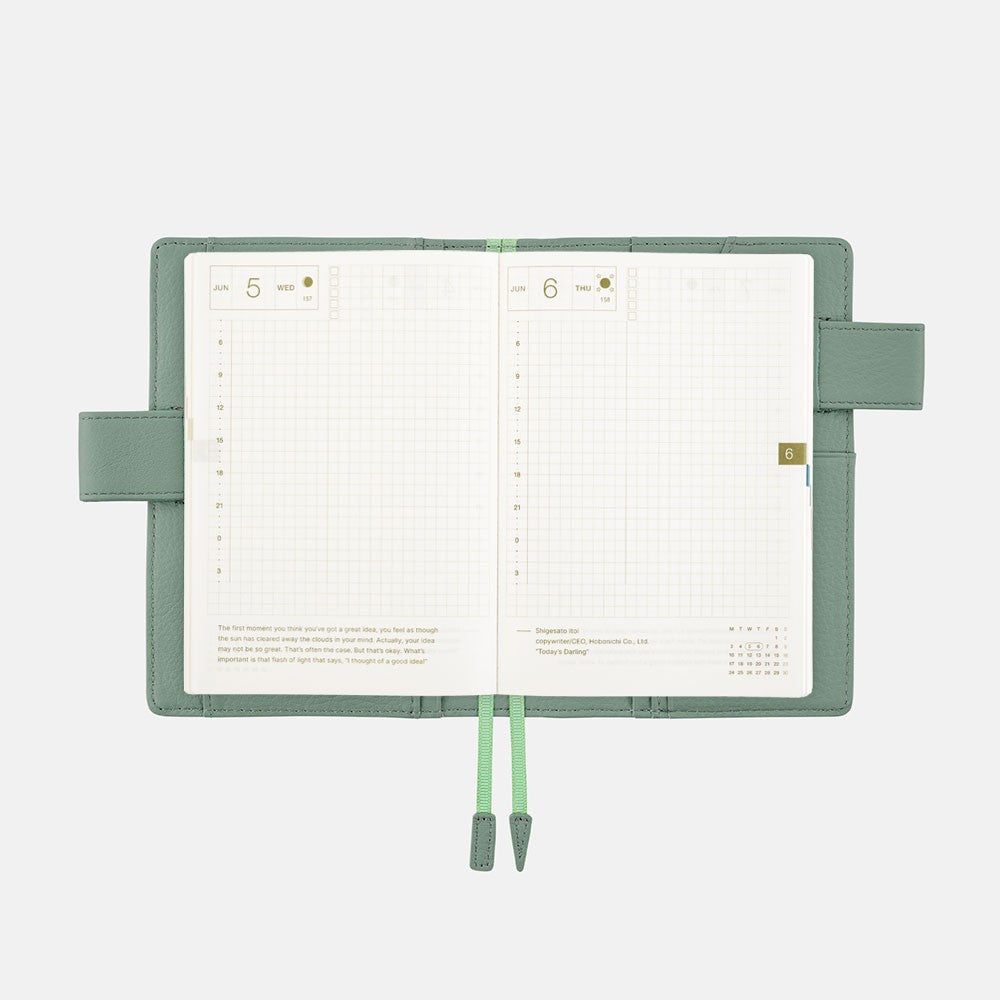 Okładka na kalendarz Hobonichi Techo A6 | Leather: Water Green