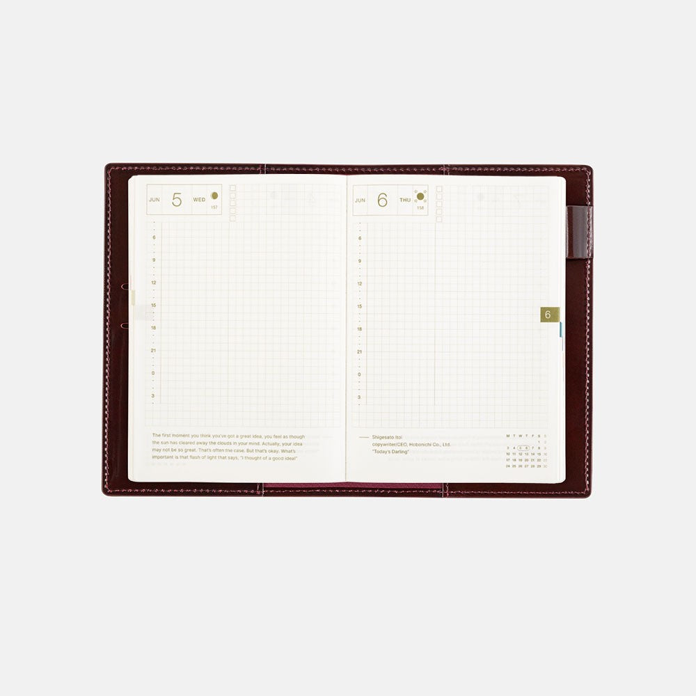Okładka na kalendarz Hobonichi Techo A6 | Leather: Taut (Bordeaux)