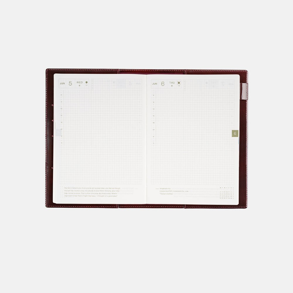 Okładka na kalendarz Hobonichi Techo A5 | Leather: Taut (Bordeaux)
