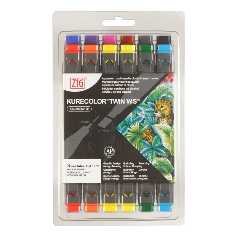 Zestaw markerów Kuretake Kurecolor Twin WS - 12 kolorów