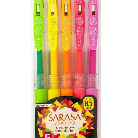 Zestaw długopisów żelowych SARASA Zebra | Neon Color 5 szt.