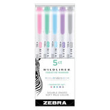 Zestaw zakreślaczy MILDLINER z podwójną końcówką Zebra 5 szt. | Favorites Set