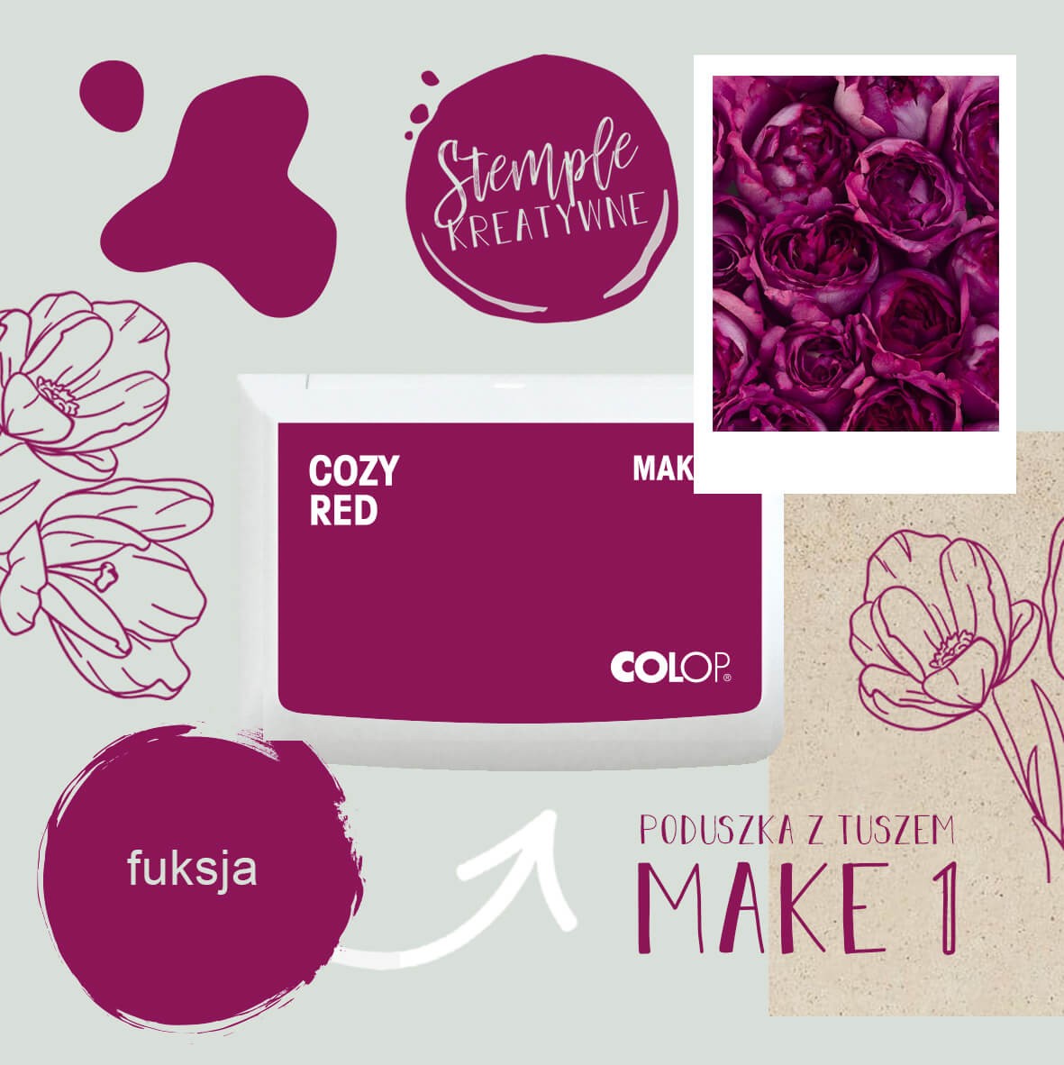Poduszka do pieczątek | Fuksja