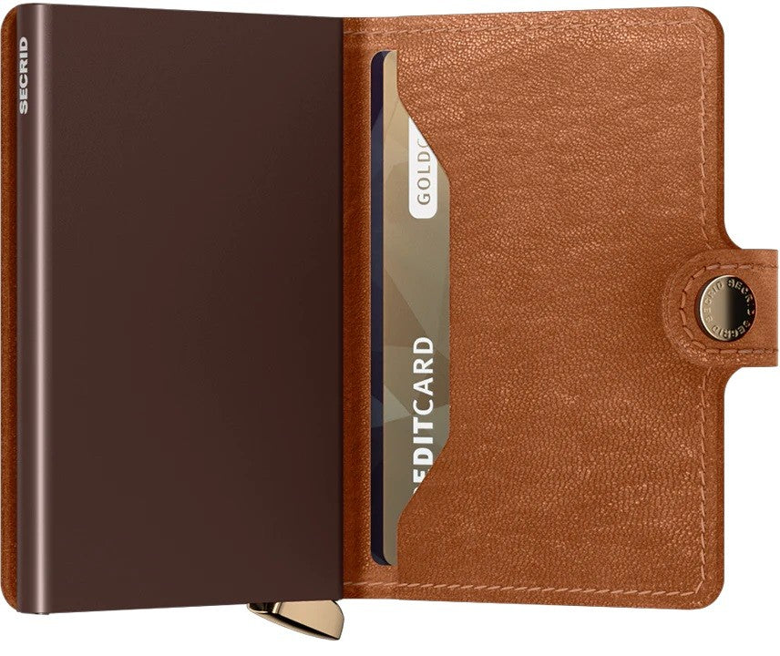Portfel SECRID Premium Miniwallet Emboss Lines | Cognac