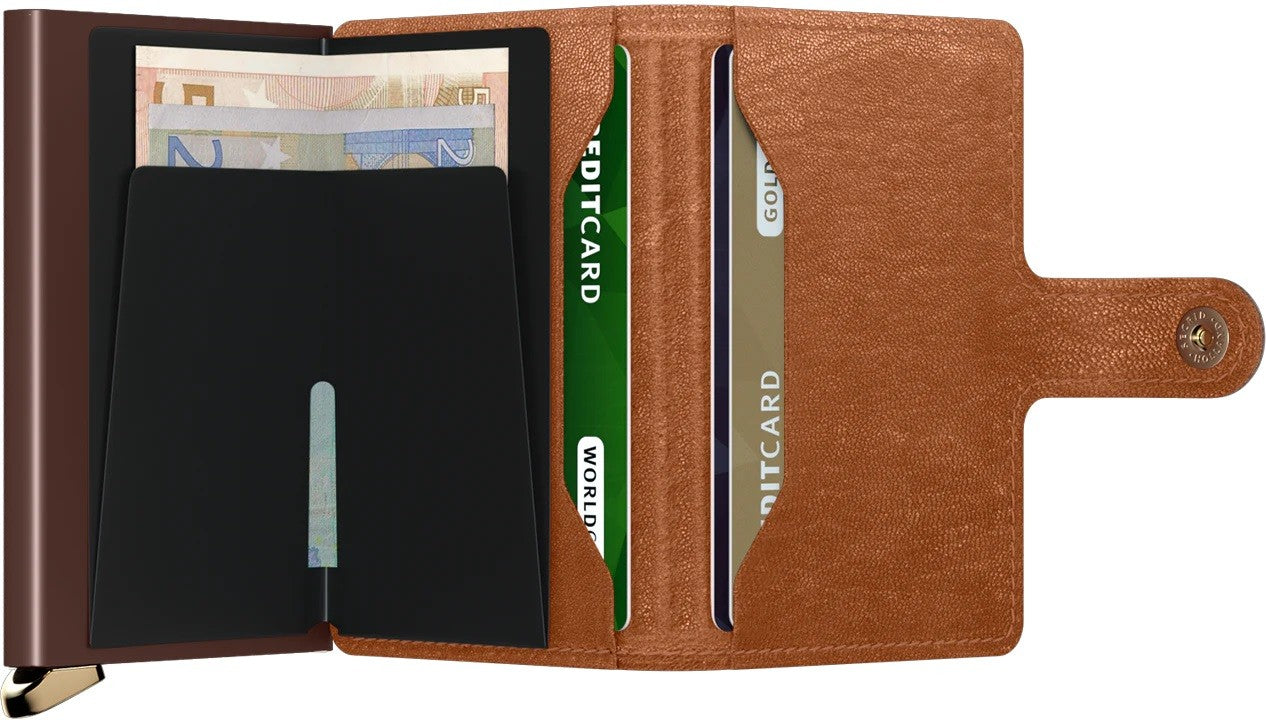 Portfel SECRID Premium Miniwallet Emboss Lines | Cognac