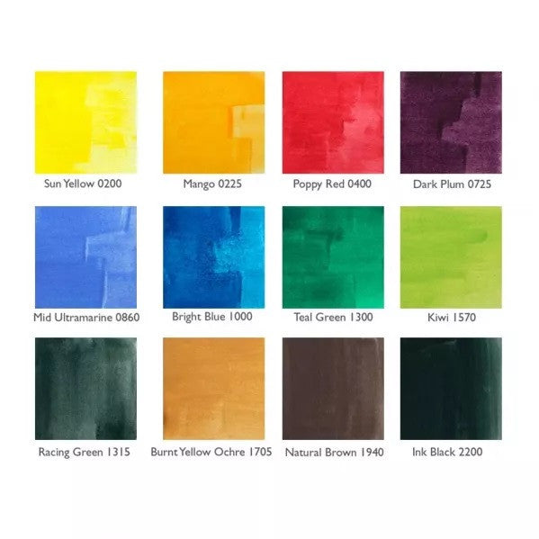 Zestaw farb Derwent Inktense Paint Pan Set | 12 kolorów