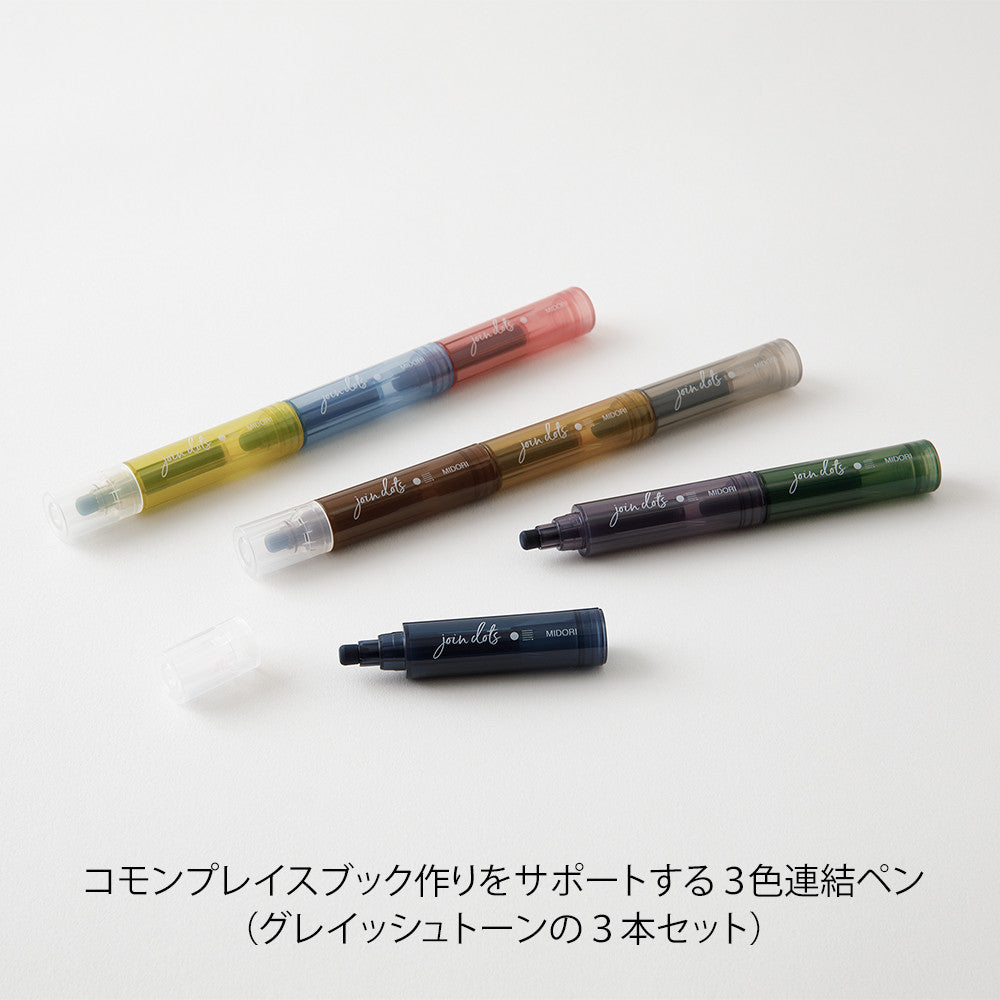 Zestaw zakreślaczy Midori Connecting Pen Join Dots | Grayish Tone