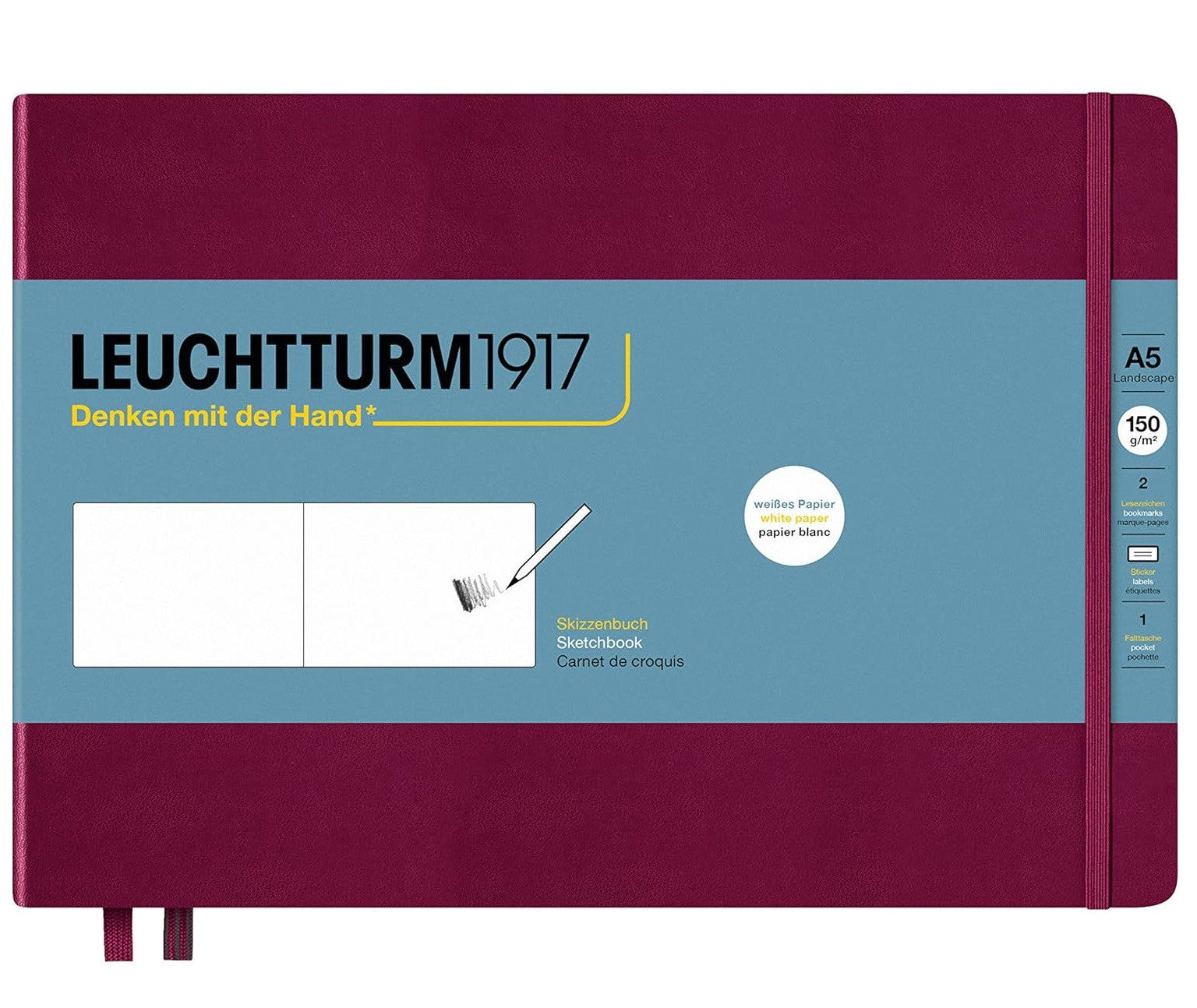 Szkicownik Leuchtturm1917 Poziomy A5 | Bordowy