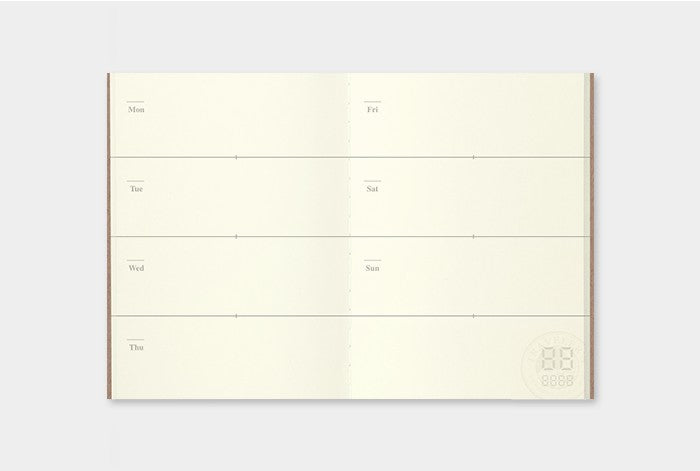 Wkład do Traveler's Notebook Passport Size 007 | Kalendarz wieczny tygodniowy