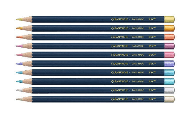 Metaliczne kredki Caran D'Ache Cosmic Blue 10 szt. | Edycja limitowana