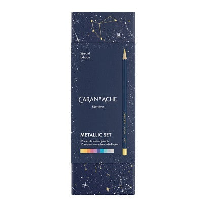 Metaliczne kredki Caran D'Ache Cosmic Blue 10 szt. | Edycja limitowana