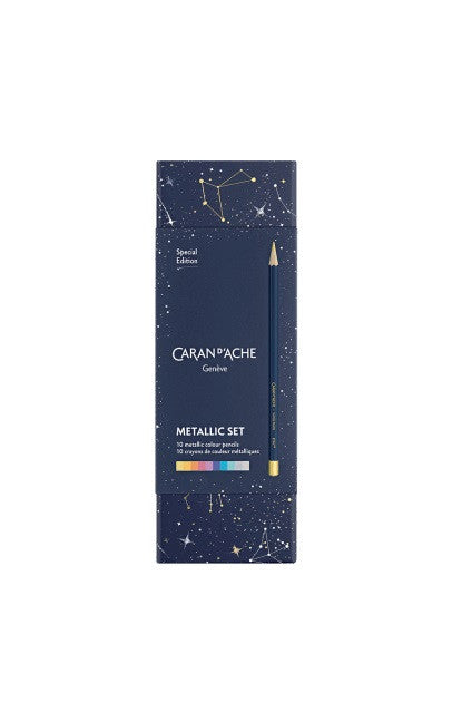 Metaliczne kredki Caran D'Ache Cosmic Blue 10 szt. | Edycja limitowana