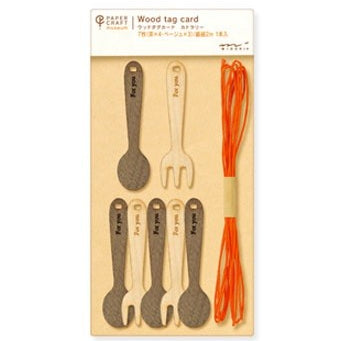 Etykietki prezentowe Midori PCM Wood Tag Card Sztućce
