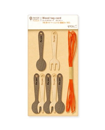 Etykietki prezentowe Midori PCM Wood Tag Card Sztućce