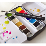 Zestaw akwareli w półkostkach Aquarius 12 kolorów + pędzel | Urban Sketchers