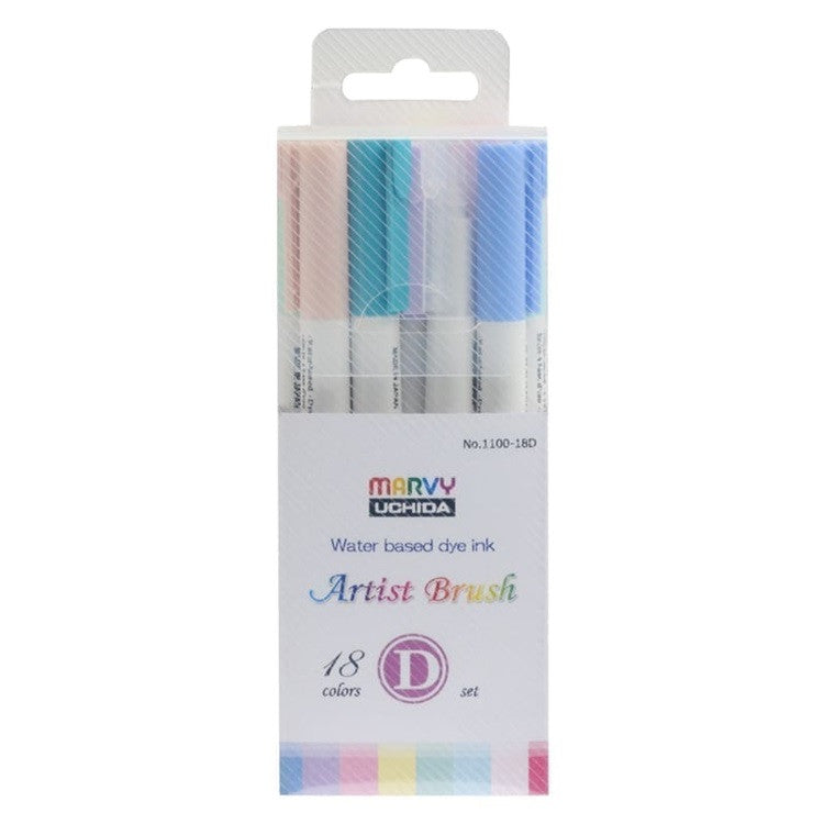 Zestaw japońskich brush penów Marvy Uchida | 18 kolorów