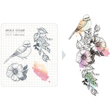 Zestaw stempli silikonowych Icon | Ptak i Kwiaty