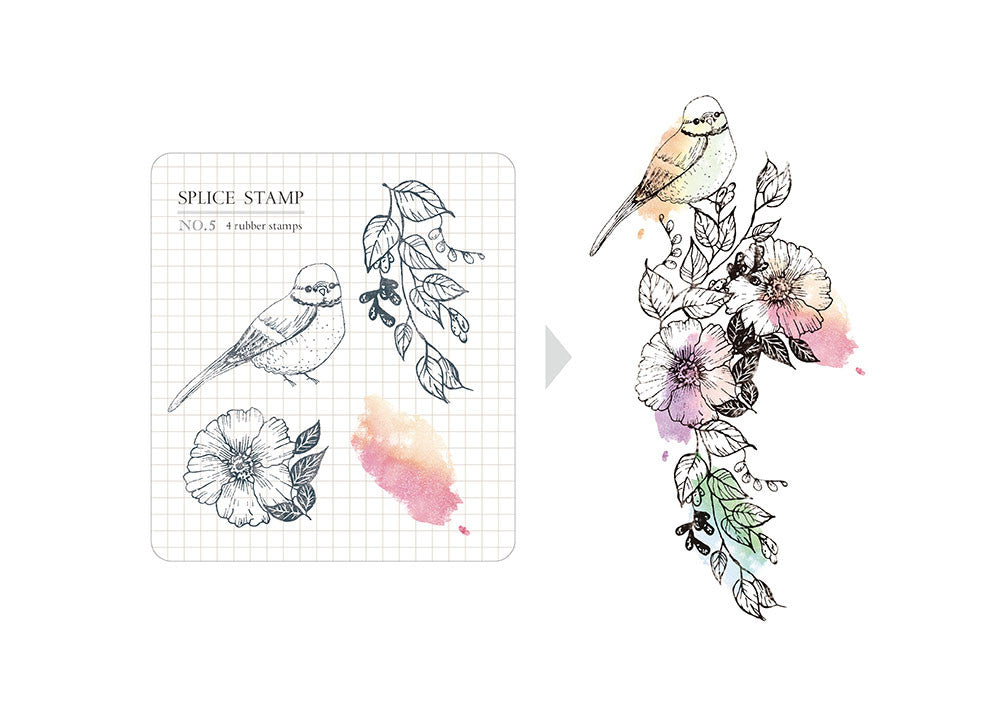 Zestaw stempli silikonowych Icon | Ptak i Kwiaty