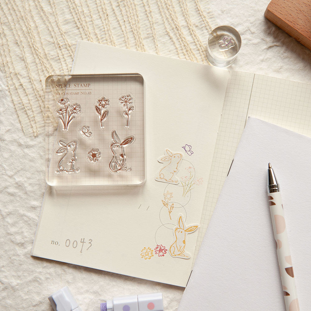 Zestaw stempli silikonowych Icon | Kwiaty i Króliczki