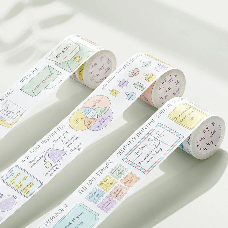 Zestaw naklejek w taśmie Washi | Kolorowe napisy doodle