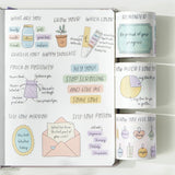 Zestaw naklejek w taśmie Washi | Kolorowe napisy doodle