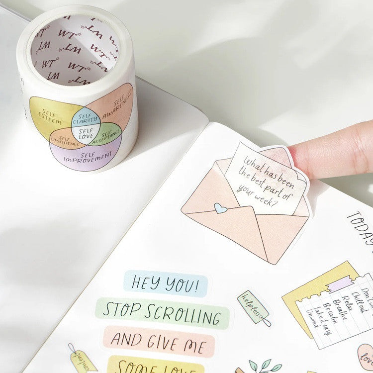 Zestaw naklejek w taśmie Washi | Kolorowe napisy doodle