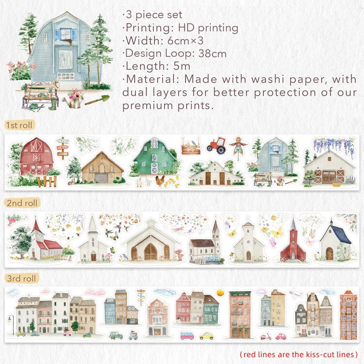 Zestaw Naklejek w Taśmie Washi | Podmiejska Architektura