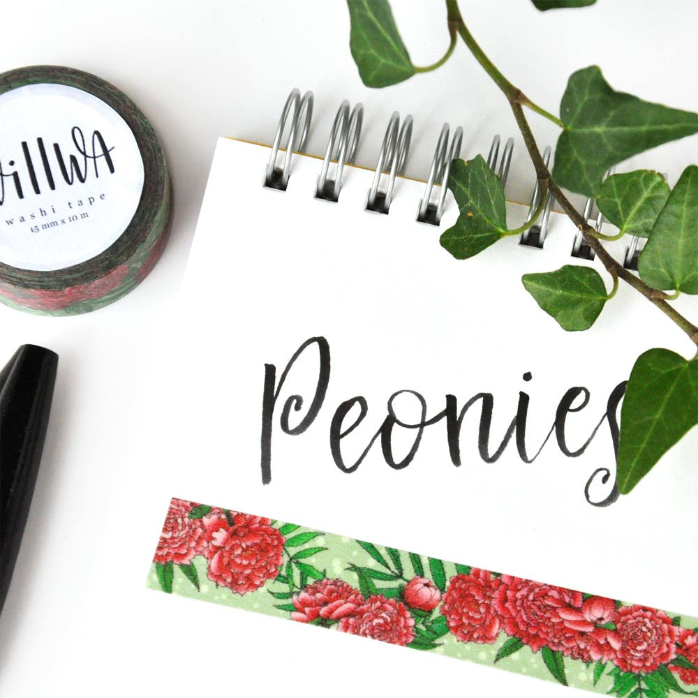 Taśma washi Willwa | Fale piwonii