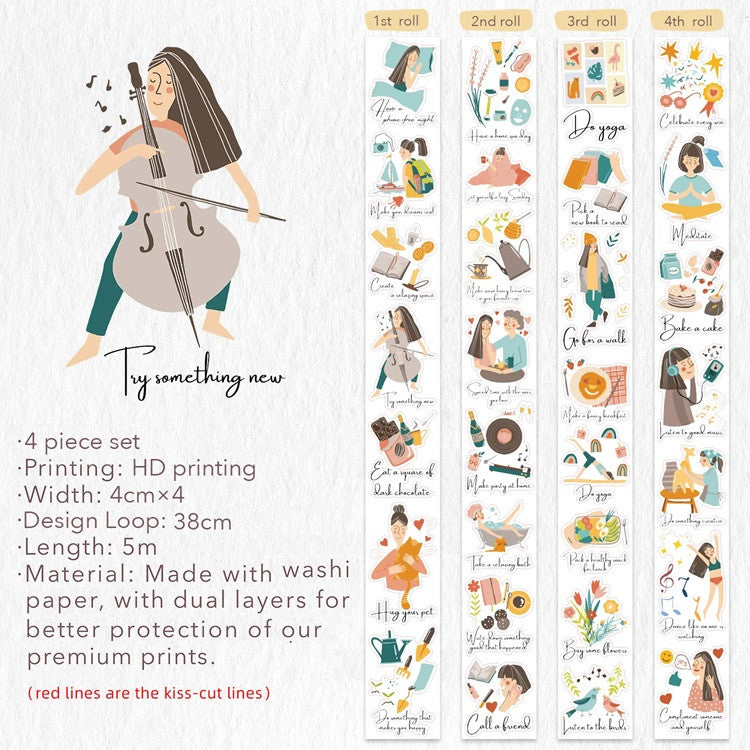 Zestaw naklejek w Taśmie Washi | Rytm dnia