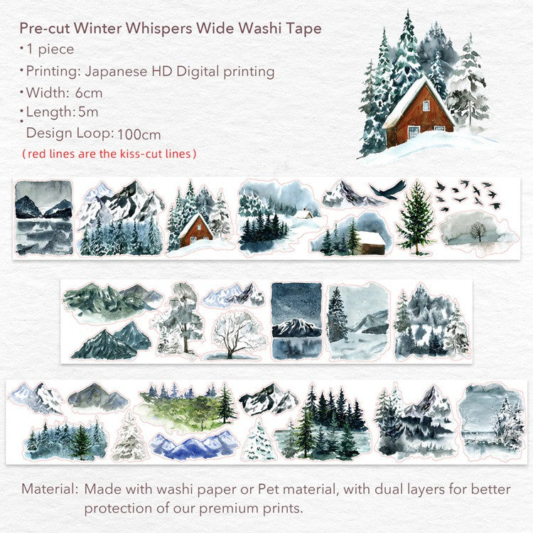 Taśma Washi Pre-Cut | Zimowy krajobraz