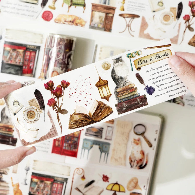 Taśma Washi Pre-Cut | Koty i Książki