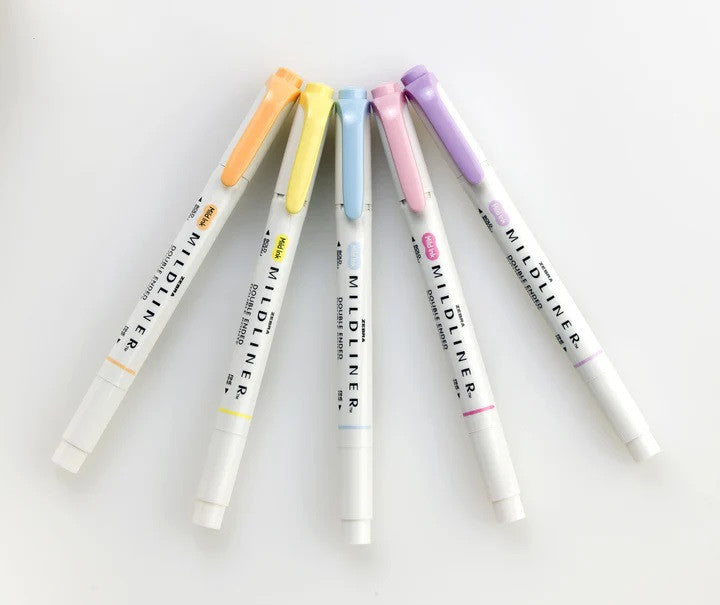 Zestaw zakreślaczy MILDLINER z podwójną końcówką Zebra 5 szt. | Pastelowy