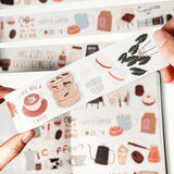 Zestaw naklejek w taśmie Washi | Kawa