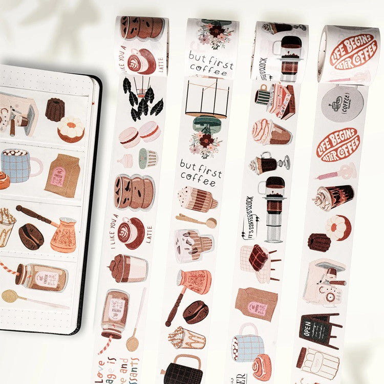 Zestaw naklejek w taśmie Washi | Kawa