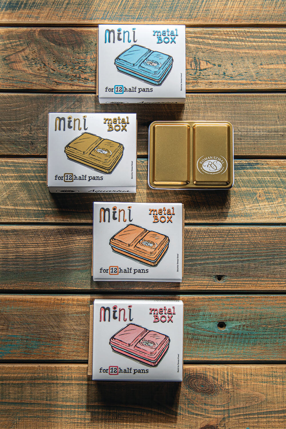 Zestaw akwareli w półkostkach Mini Urban Sketchers 8 kolorów | Niebieski