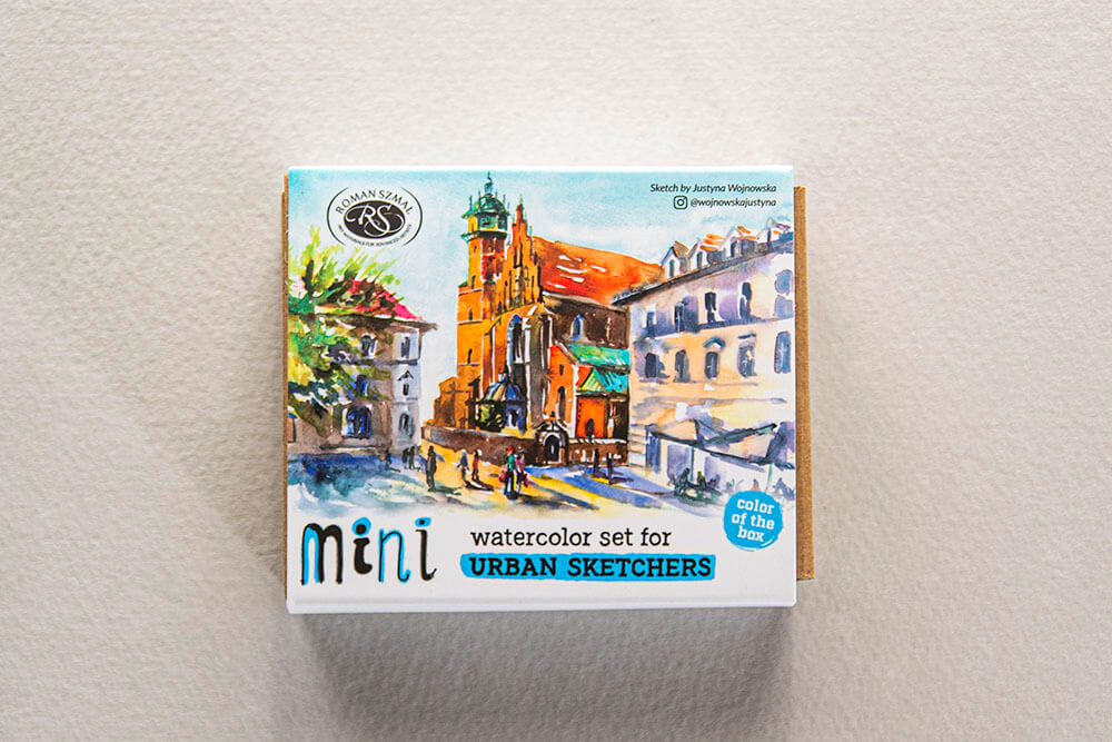 Zestaw akwareli w półkostkach Mini Urban Sketchers 8 kolorów | Niebieski
