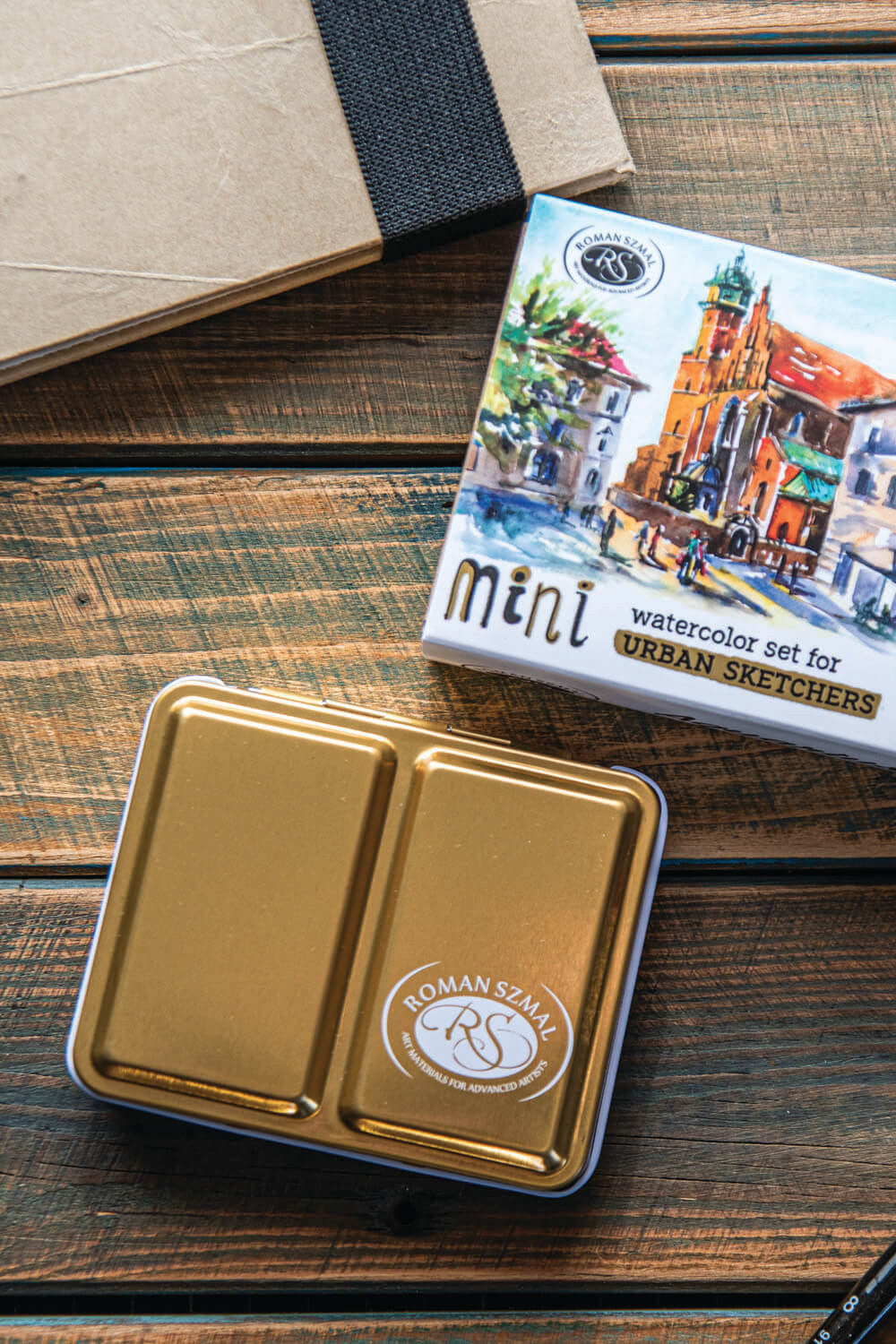 Zestaw akwareli w półkostkach Mini Urban Sketchers 8 kolorów | Niebieski