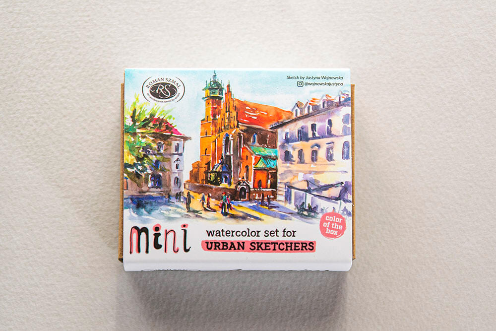 Zestaw akwareli w półkostkach Mini Urban Sketchers 8 kolorów | Różowy