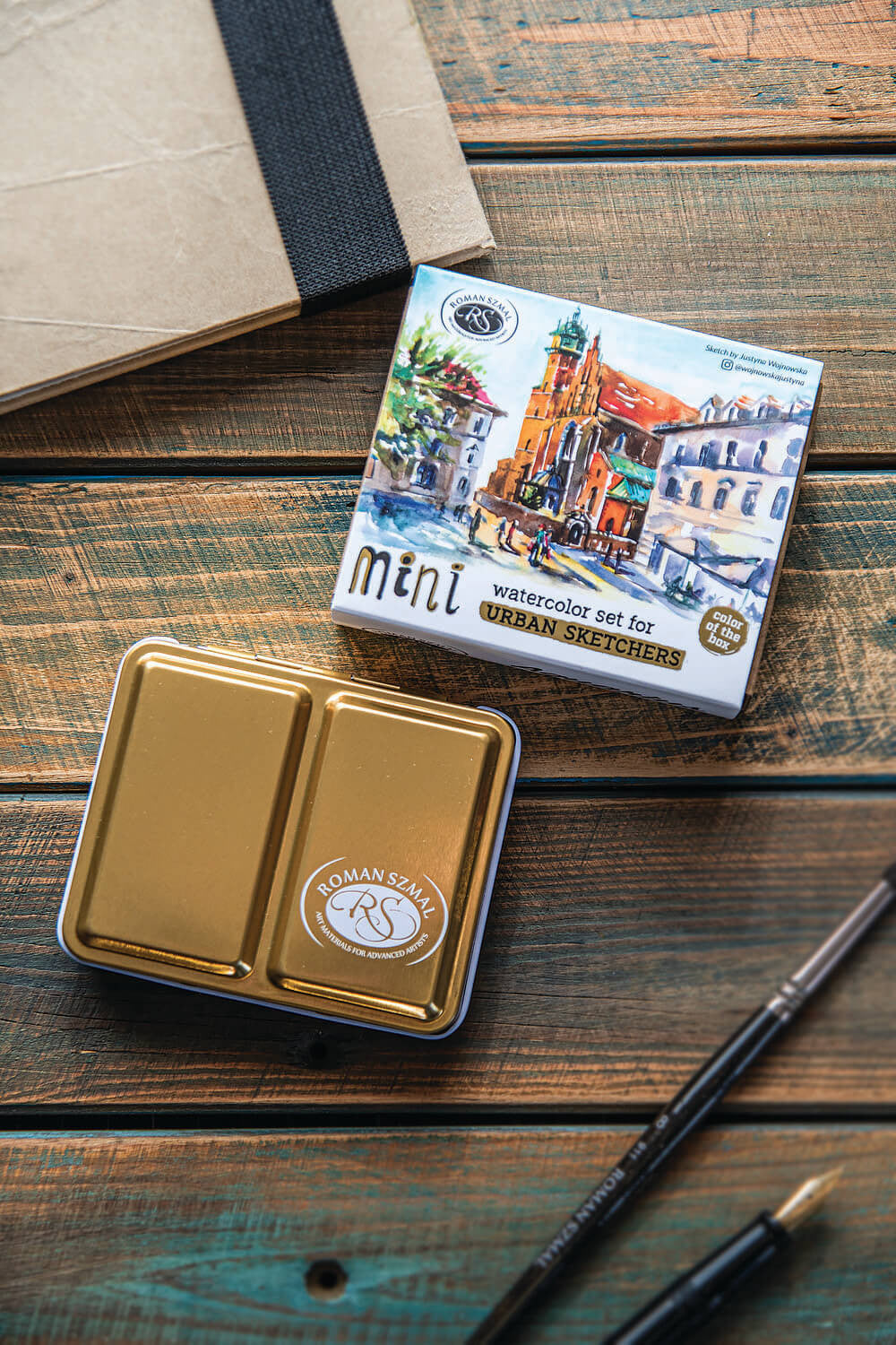 Zestaw akwareli w półkostkach Mini Urban Sketchers 8 kolorów | Różowy