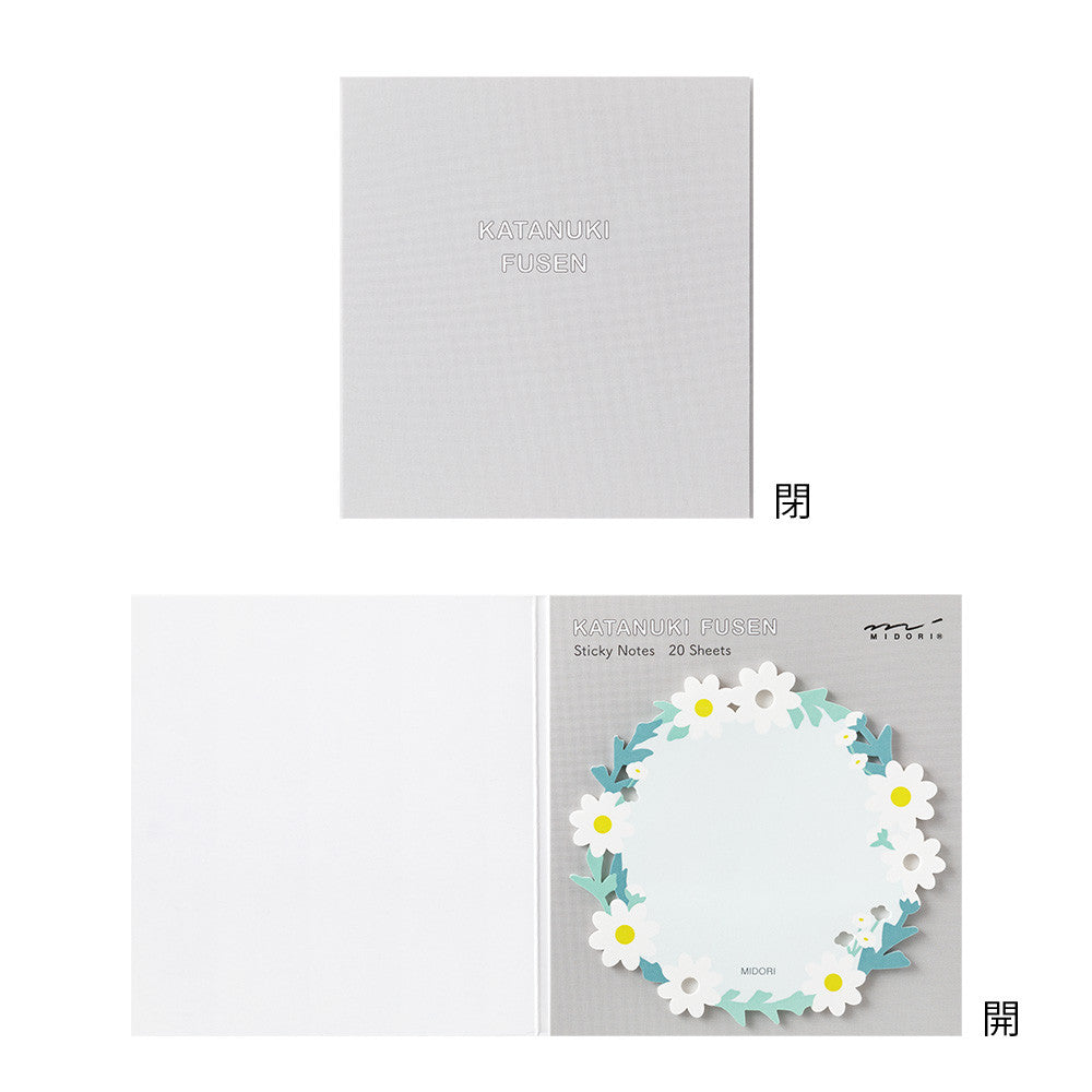 Karteczki samoprzylepne Midori Katanuki Fusen | Biały wianek