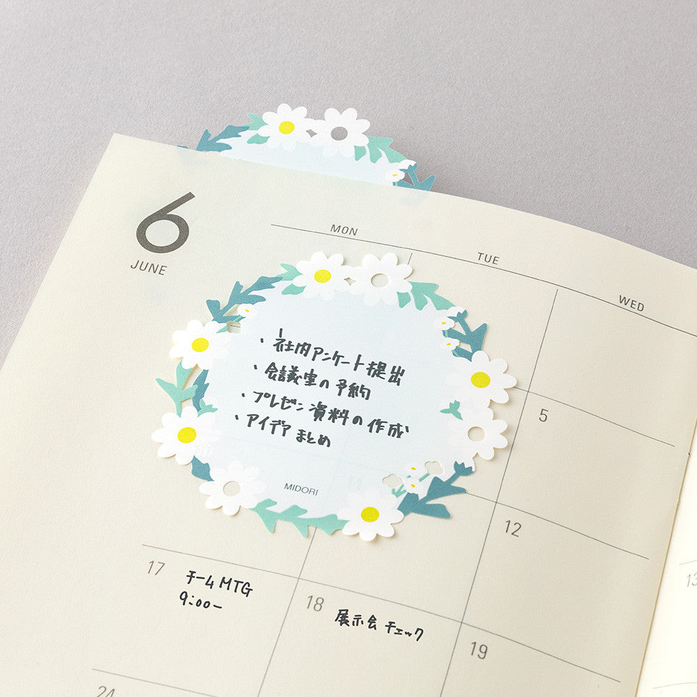 Karteczki samoprzylepne Midori Katanuki Fusen | Biały wianek