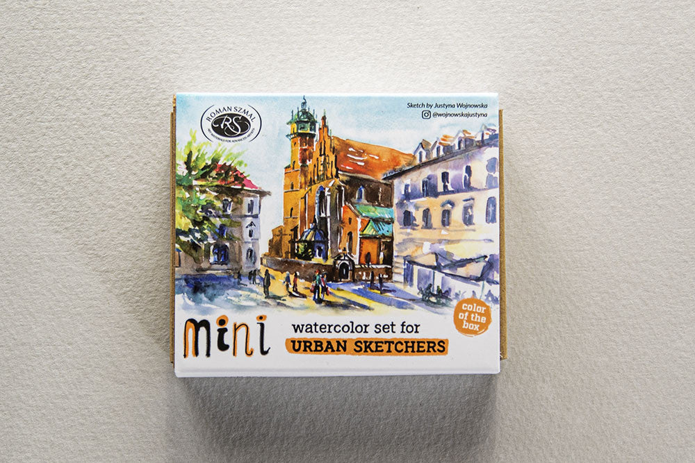 Zestaw akwareli w półkostkach Mini Urban Sketchers 8 kolorów | Brzoskwiniowy