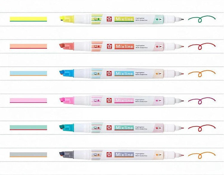Zakreślacz dwustronny Sakura Mixline z podwójną końcówką