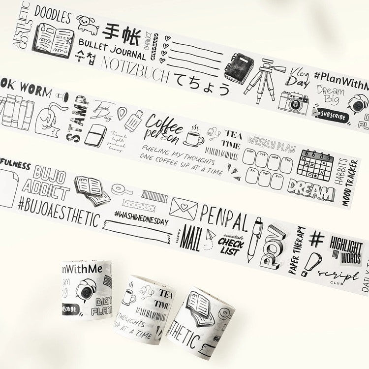 Zestaw naklejek w taśmie Washi | Journaling