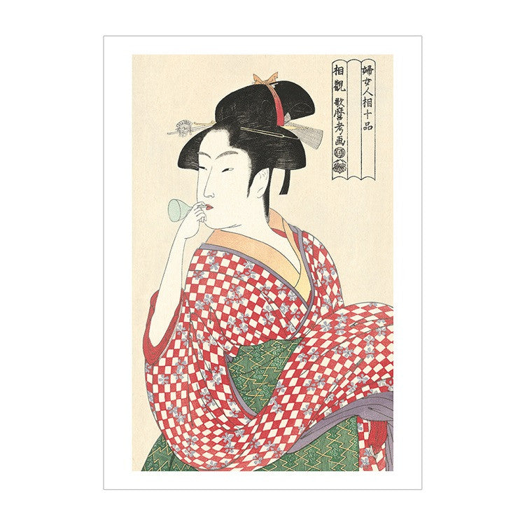 Pocztówka z papieru Washi | Dziewczyna dmuchająca w szkło