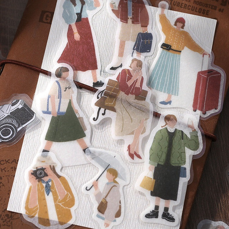 Zestaw naklejek | Dziewczyna w podróży