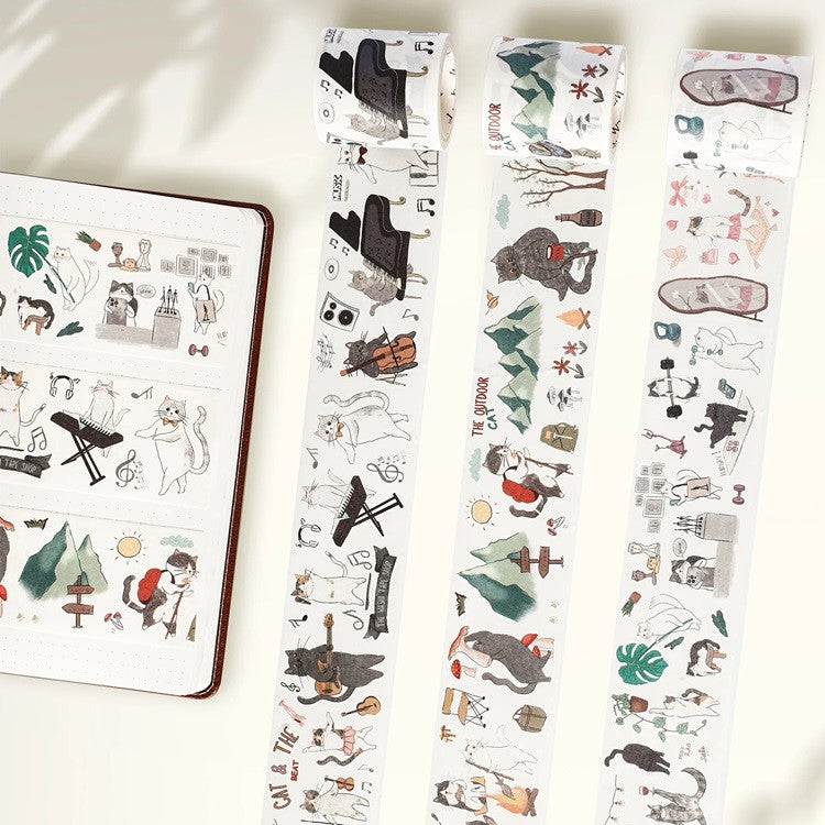 Zestaw naklejek w taśmie Washi | Kocia zabawa