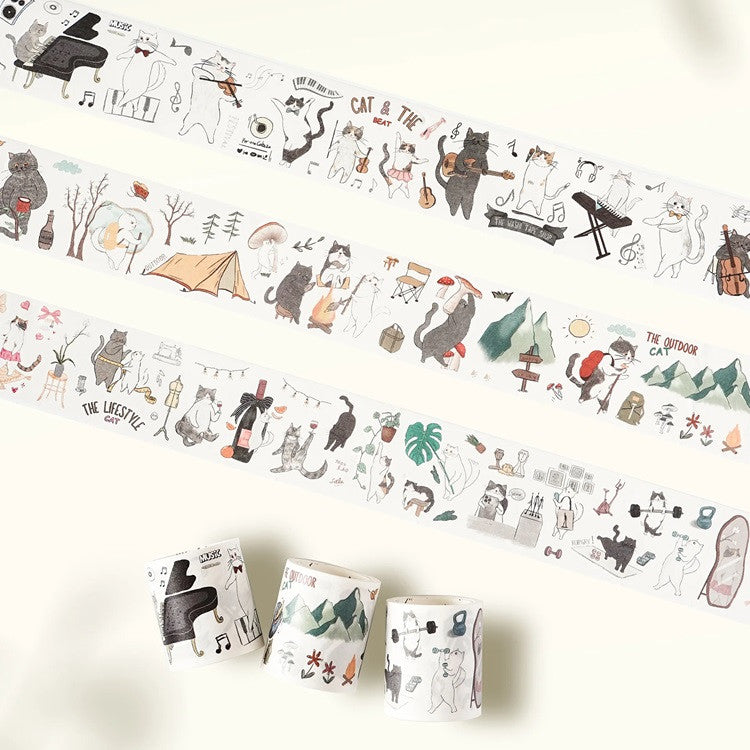 Zestaw naklejek w taśmie Washi | Kocia zabawa