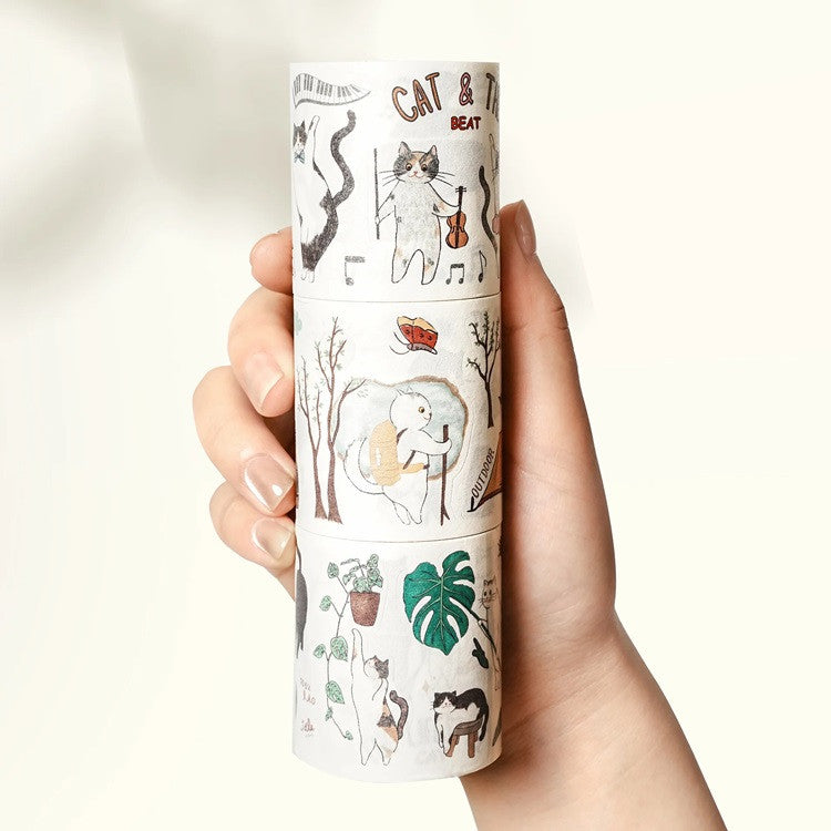 Zestaw naklejek w taśmie Washi | Kocia zabawa